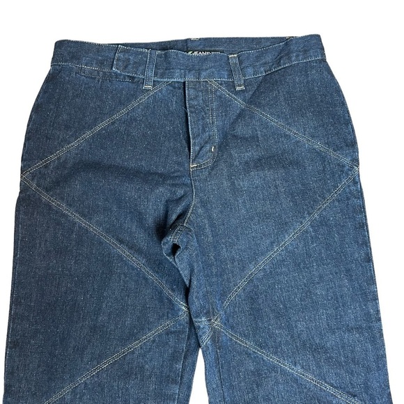 DKNY Wide Leg Jeans W/Gold Zig Zag Threading Sz.6 - Picture 4 of 16